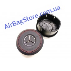 Mercedes кожа чёрный, красная строчка